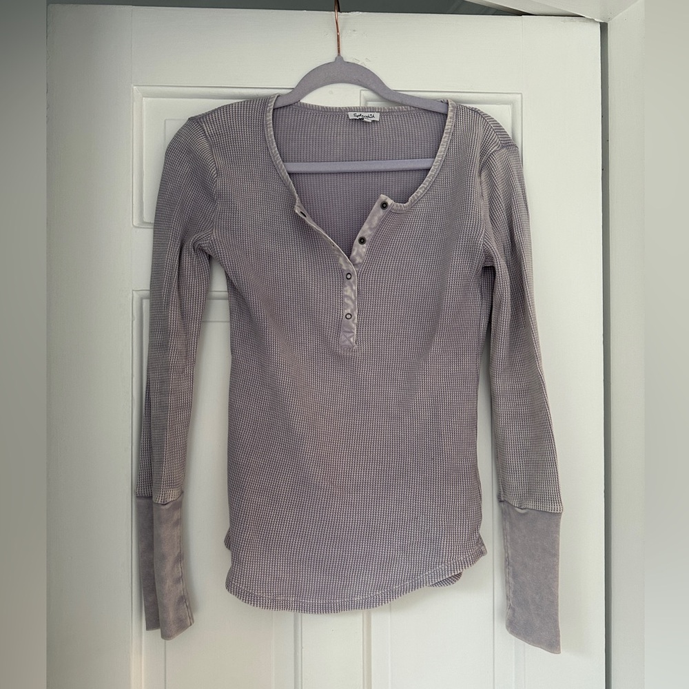 Splendid Lavender Lilac Purple Waffle Thermal Button Down Henley in Size Small